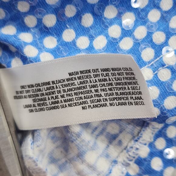 Old Navy Top Womens S Blue Sequin Polka Dot Scoop Neck Long Sleeve Pullover - Picture 6 of 8